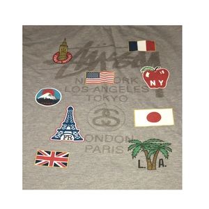 Vintage Stussy Flag Streetwear T-Shirt Large
